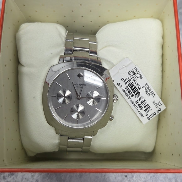 Kate Spade Silver Stainless Steel Brooklyn Chronograph Watch